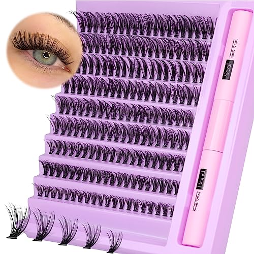 DIY Eyelash Extension Kit, Lash Cluster Kit With Waterproof Strong Hold Eyelash Bond 200 clusters